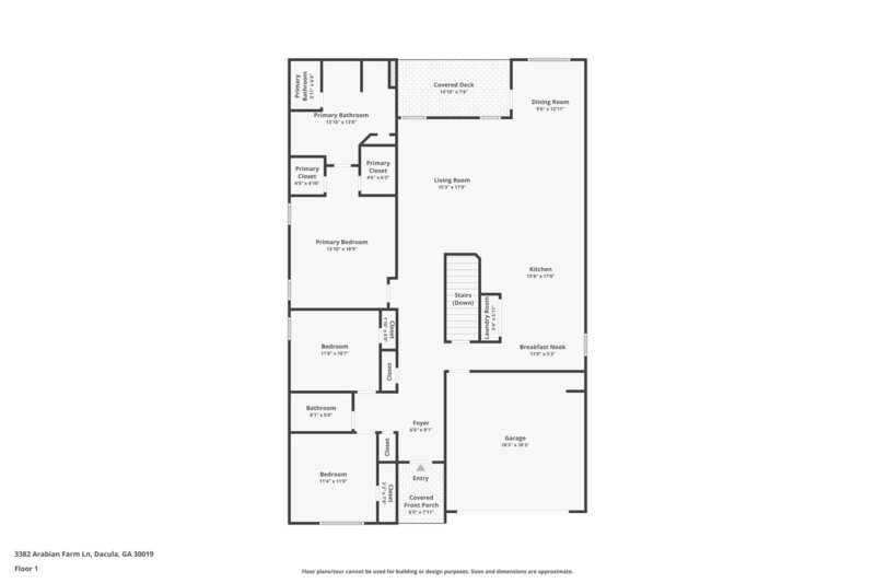 2,150/Mo, 3382 Arabian Farm Ln Dacula, GA 30019 Floorplan View