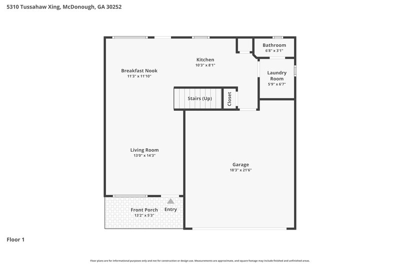 1,855/Mo, 5310 Tussahaw Xing McDonough, GA 30252 Floor Plan View
