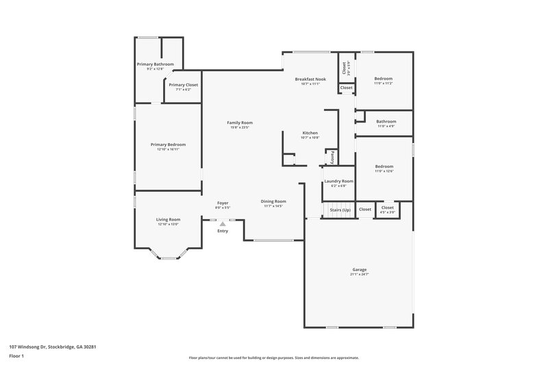 1,880/Mo, 107 Windsong Dr Stockbridge, GA 30281 Floor Plan View
