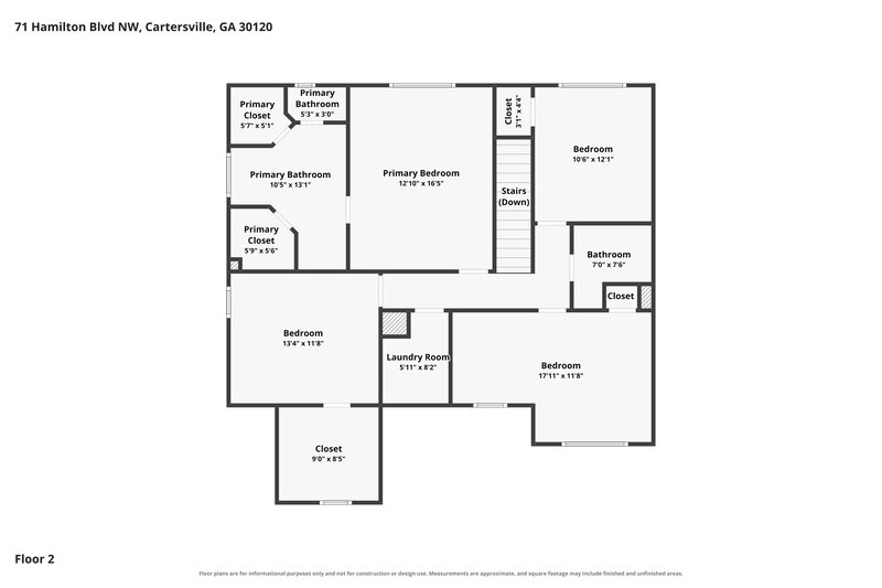 2,020/Mo, 71 Hamilton Blvd NW Cartersville, GA 30120 Floor Plan View
