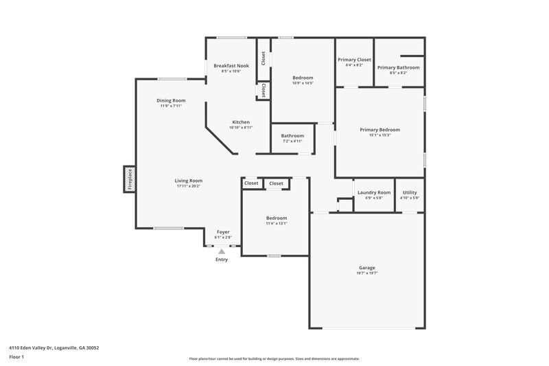 1,865/Mo, 4110 Eden Valley Dr Loganville, GA 30052 Floor Plan View