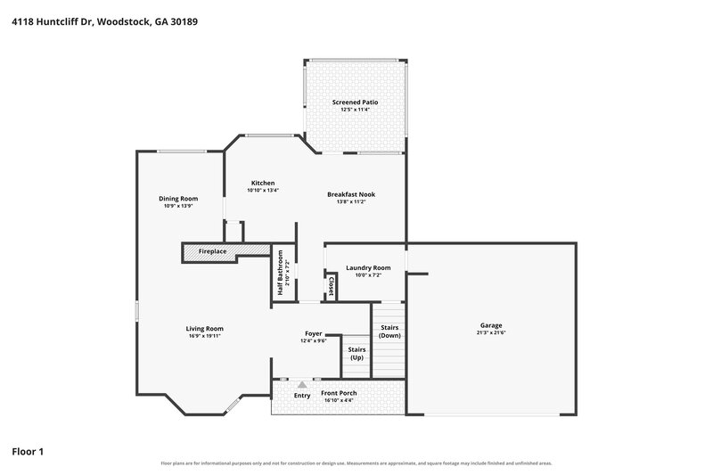 2,725/Mo, 4118 Huntcliff Dr Woodstock, GA 30189 Floor Plan View 2