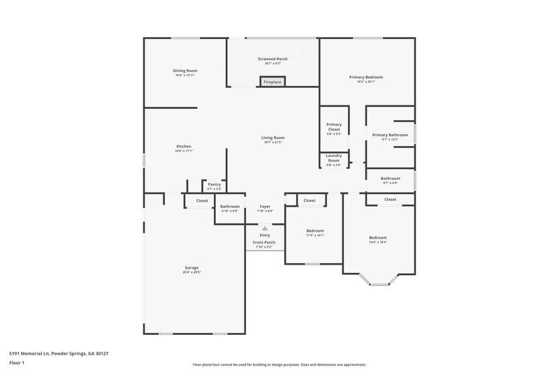 1,885/Mo, 5191 Memorial Ln Powder Springs, GA 30127 Floor Plan View