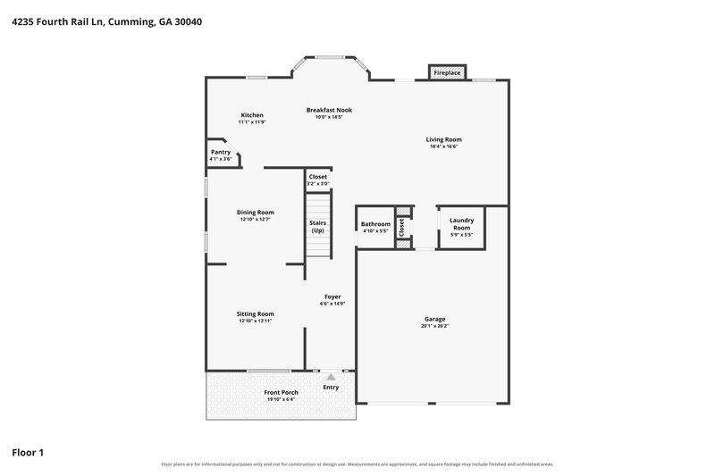 2,370/Mo, 4235 Fourth Rail Ln Cumming, GA 30040 Floor Plan View