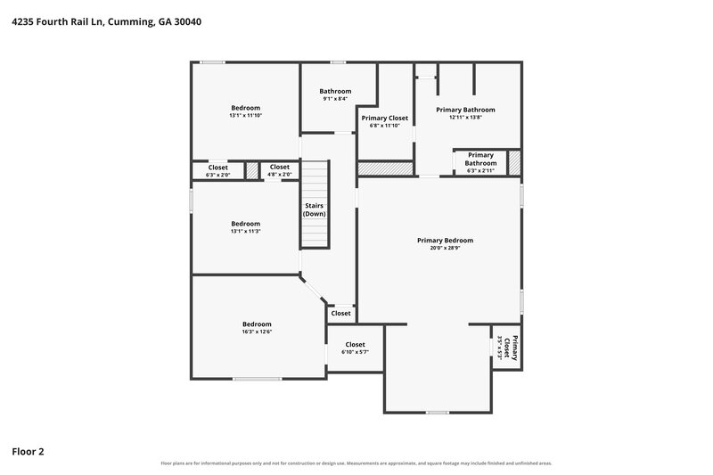 2,370/Mo, 4235 Fourth Rail Ln Cumming, GA 30040 Floor Plan View 2
