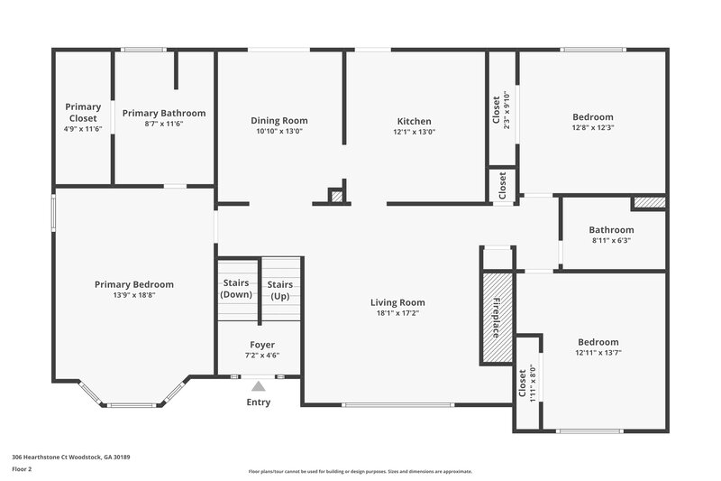 2,235/Mo, 306 Hearthstone Ct Woodstock, GA 30189 Floor Plan View 2