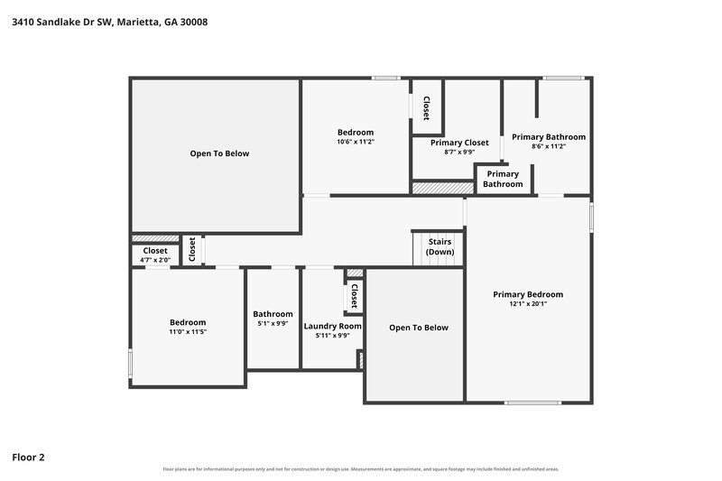 2,370/Mo, 3410 Sandlake Dr SW Marietta, GA 30008 Floor Plan View