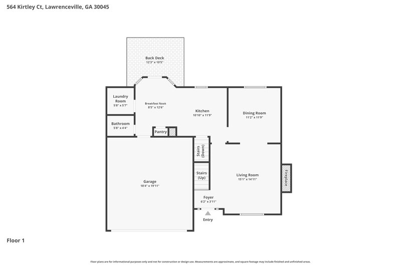 2,215/Mo, 564 Kirtley Ct Lawrenceville, GA 30045 Floor Plan View