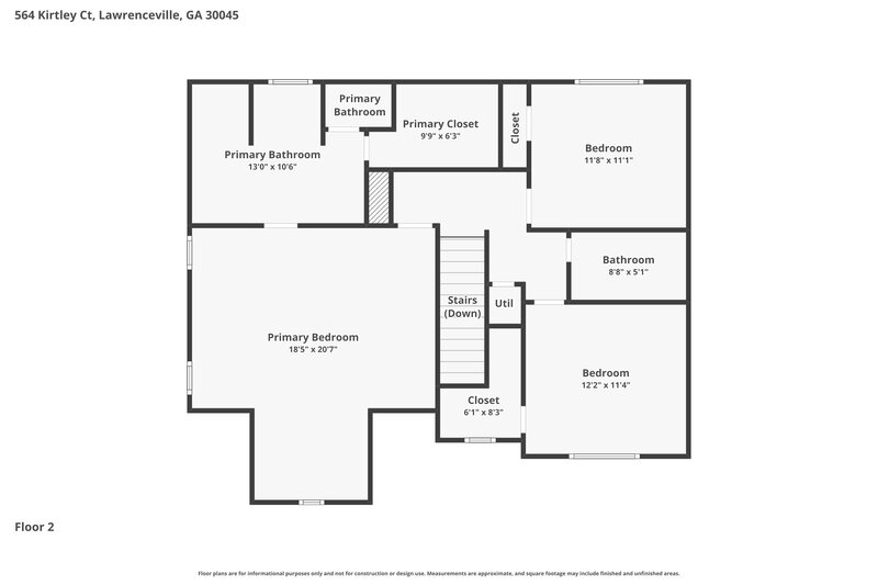 2,215/Mo, 564 Kirtley Ct Lawrenceville, GA 30045 Floor Plan View 2