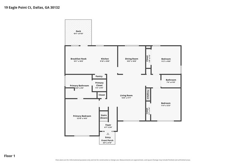 1,710/Mo, 19 Eagle Point Ct Dallas, GA 30132 Floor Plan View 2