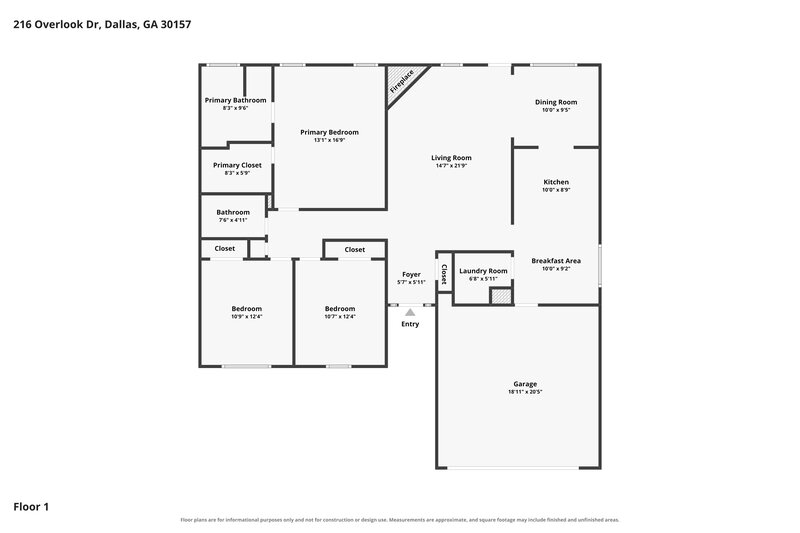 1,785/Mo, 216 Overlook Dr Dallas, GA 30157 Floor Plan View