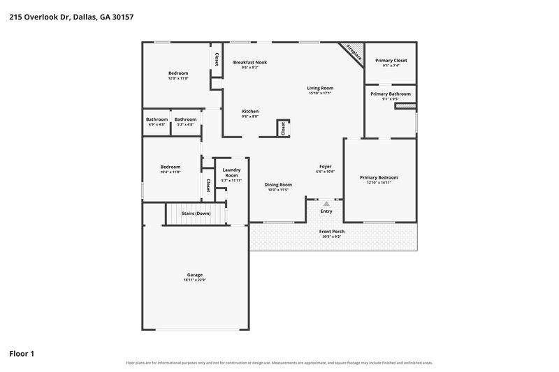 1,855/Mo, 215 Overlook Dr Dallas, GA 30157 Floor Plan View 2