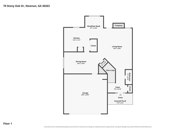 2,130/Mo, 70 Stony Oak Dr Newnan, GA 30263 Floor Plan View