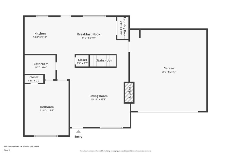 1,890/Mo, 519 Shenandoah Ln Winder, GA 30680 Floor Plan View