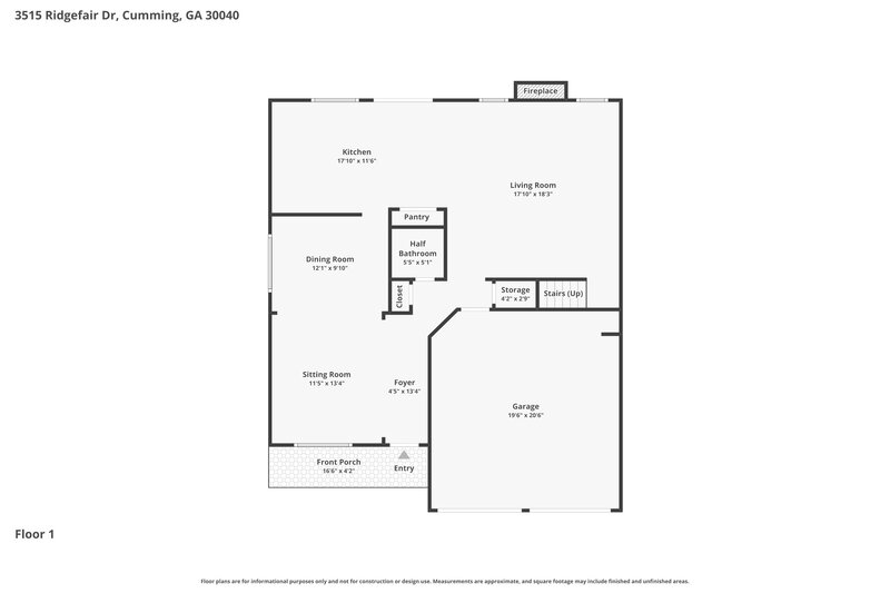 2,405/Mo, 3515 Ridgefair Dr Cumming, GA 30040 Floor Plan View