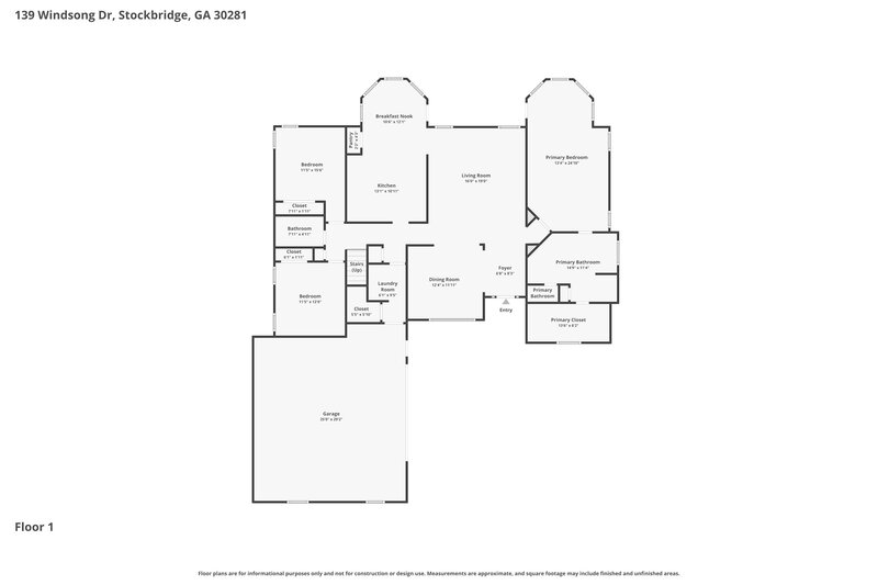 2,595/Mo, 139 Windsong Dr Stockbridge, GA 30281 Floorplan View