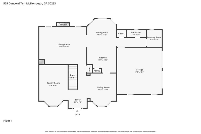 2,275/Mo, 505 Concord Ter McDonough, GA 30253 Floor Plan View