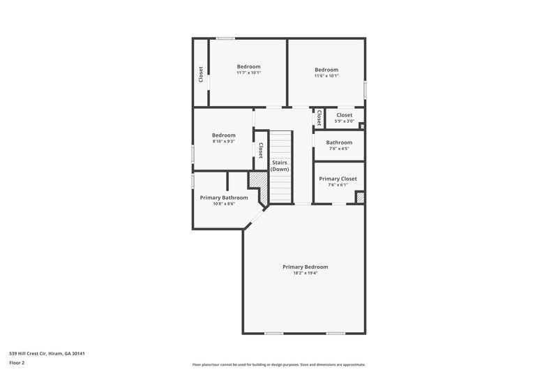 1,870/Mo, 539 Hill Crest Cir Hiram, GA 30141 Floorplan View 2