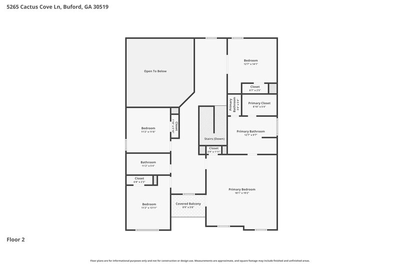 2,490/Mo, 5265 Cactus Cove Ln Buford, GA 30519 Floor Plan View 2