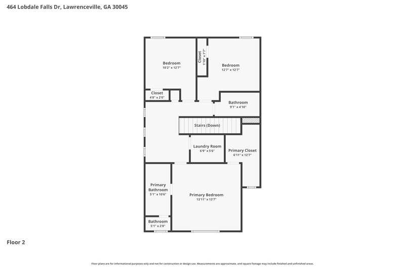 1,950/Mo, 464 Lobdale Falls Dr Lawrenceville, GA 30045 Floor Plan View 2