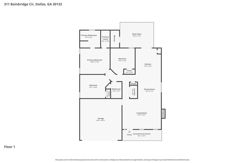 1,825/Mo, 311 Bainbridge Cir Dallas, GA 30132 Floor Plan View