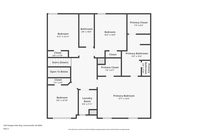 1,945/Mo, 1337 Avington Glen Way Lawrenceville, GA 30045 Floor Plan View 2