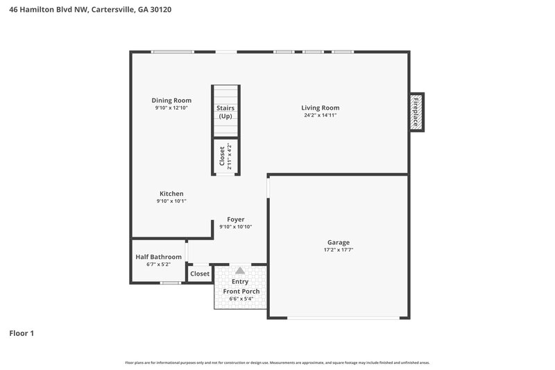 1,970/Mo, 46 Hamilton Blvd NW Cartersville, GA 30120 Floor Plan View