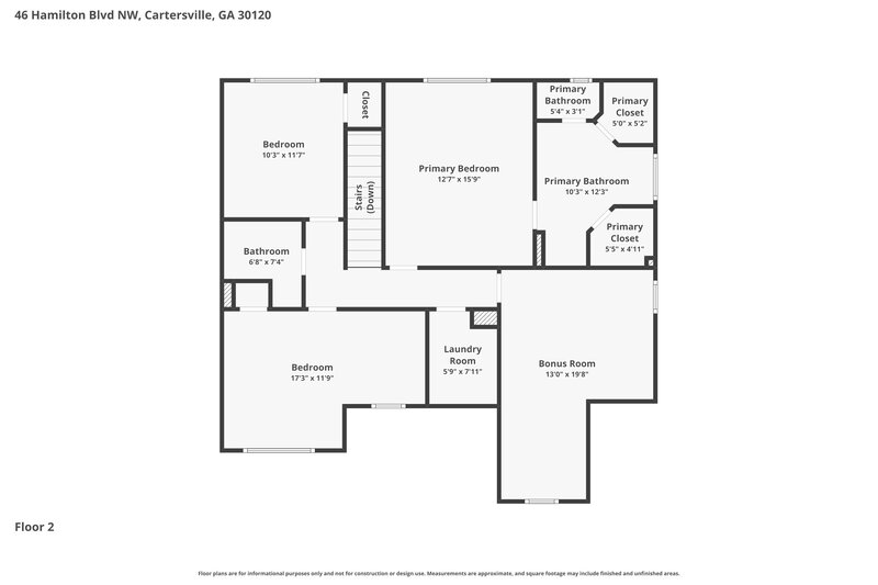 1,970/Mo, 46 Hamilton Blvd NW Cartersville, GA 30120 Floor Plan View 2