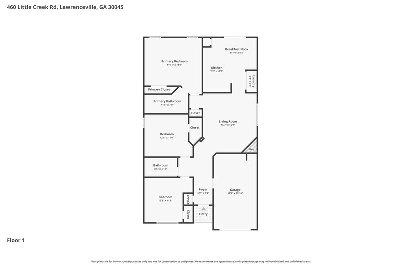 1,885/Mo, 460 Little Creek Rd Lawrenceville, GA 30045 Floor Plan View
