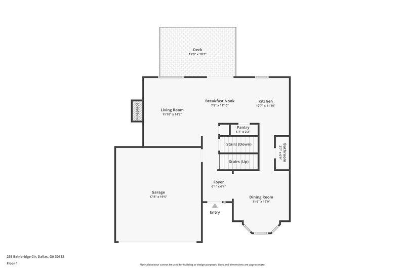 1,800/Mo, 255 Bainbridge Cir Dallas, GA 30132 Floor Plan View 2