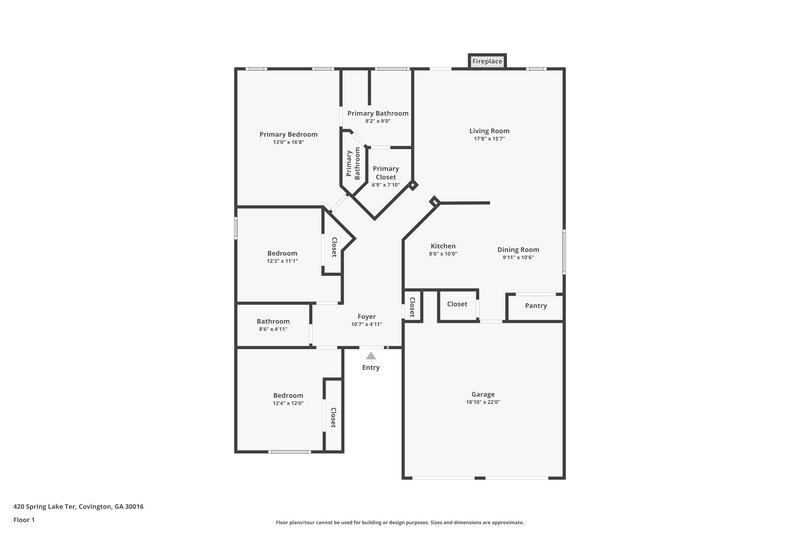 1,815/Mo, 420 Spring Lake Ter Covington, GA 30016 Floor Plan View