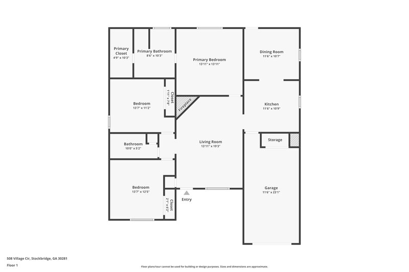 1,690/Mo, 508 Village Cir Stockbridge, GA 30281 Floor Plan View