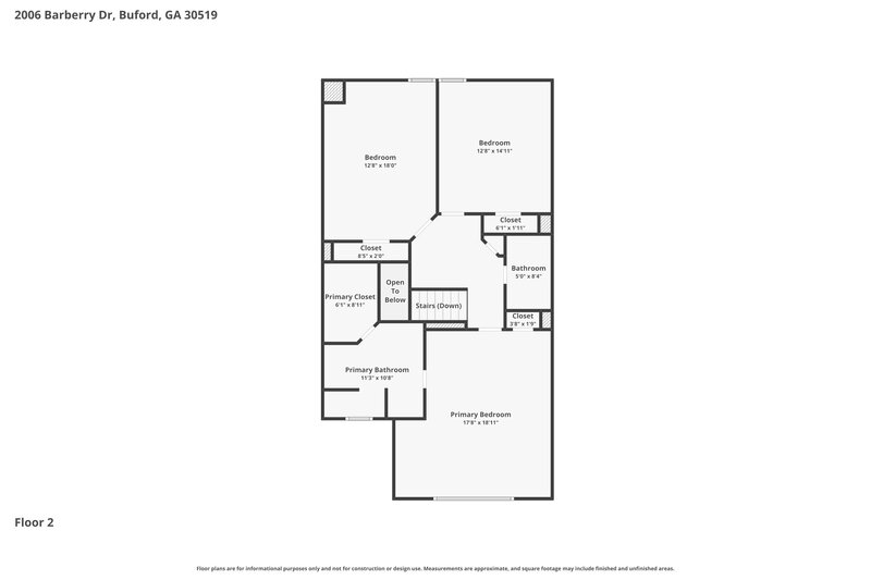 2,010/Mo, 2006 Barberry Dr Buford, GA 30519 Floor Plan View 2