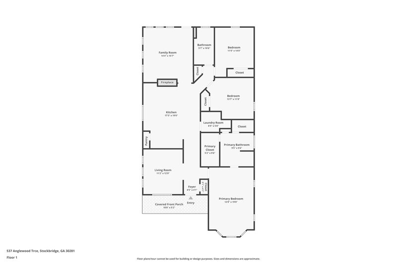 1,815/Mo, 537 Anglewood Trce Stockbridge, GA 30281 Floor Plan View