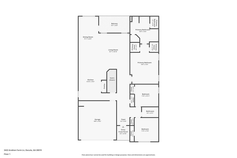 2,215/Mo, 3422 Arabian Farm Ln Dacula, GA 30019 Floor Plan View