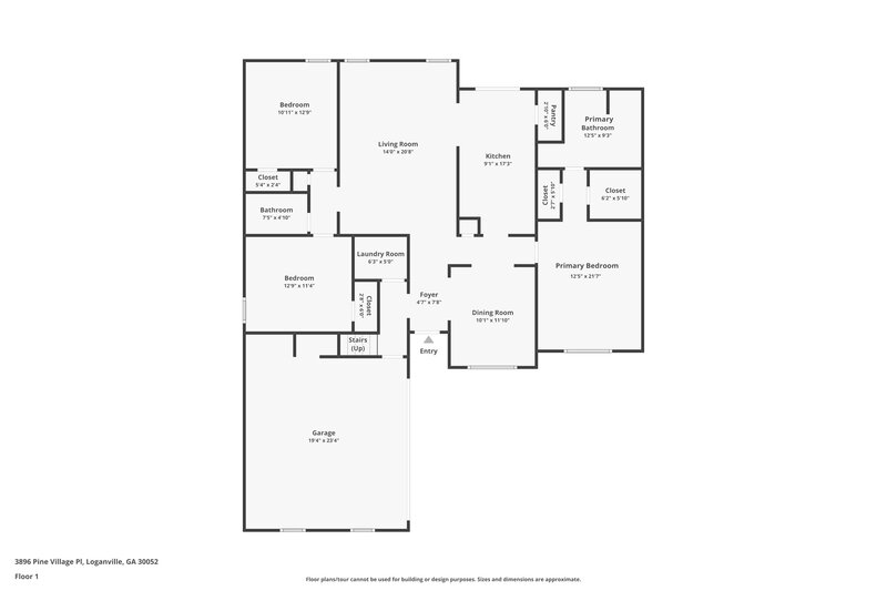2,105/Mo, 3896 Pine Village Pl Loganville, GA 30052 Floorplan View