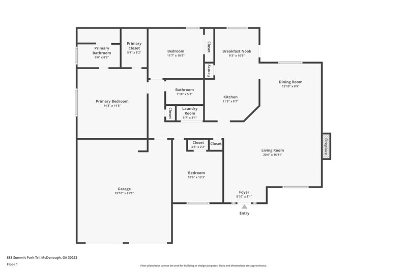 1,815/Mo, 888 Summit Park Trl McDonough, GA 30253 Floor Plan View