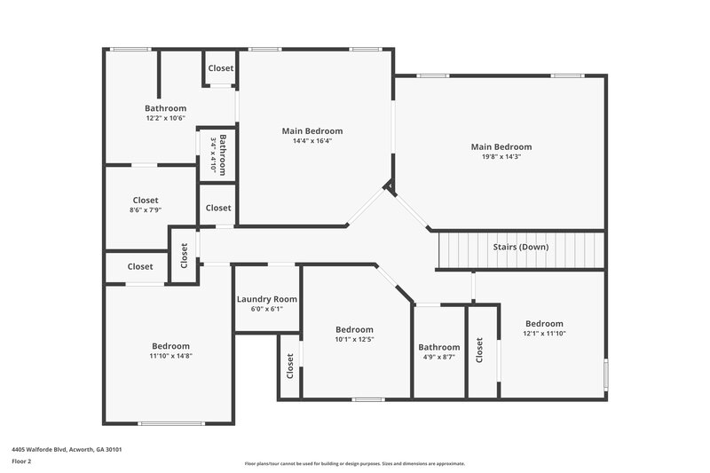 2,735/Mo, 4405 Walforde Blvd Acworth, GA 30101 Floor Plan View 2