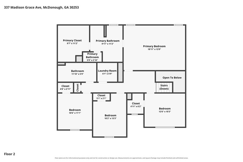 2,400/Mo, 337 Madison Grace Ave McDonough, GA 30252 Floor Plan View 2