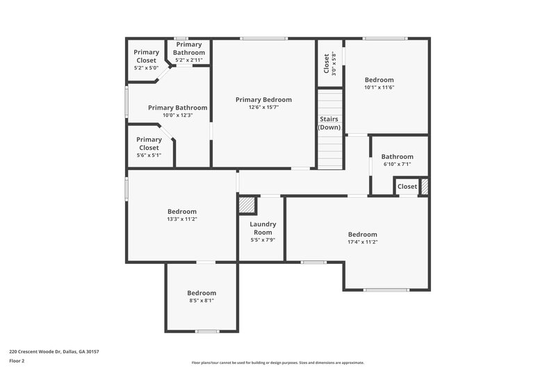 1,970/Mo, 220 Crescent Woode Dr Dallas, GA 30157 Floor Plan View 2