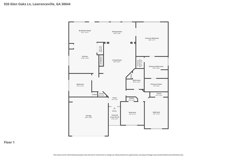 2,325/Mo, 920 Glen Oaks Ln Lawrenceville, GA 30044 Floor Plan View
