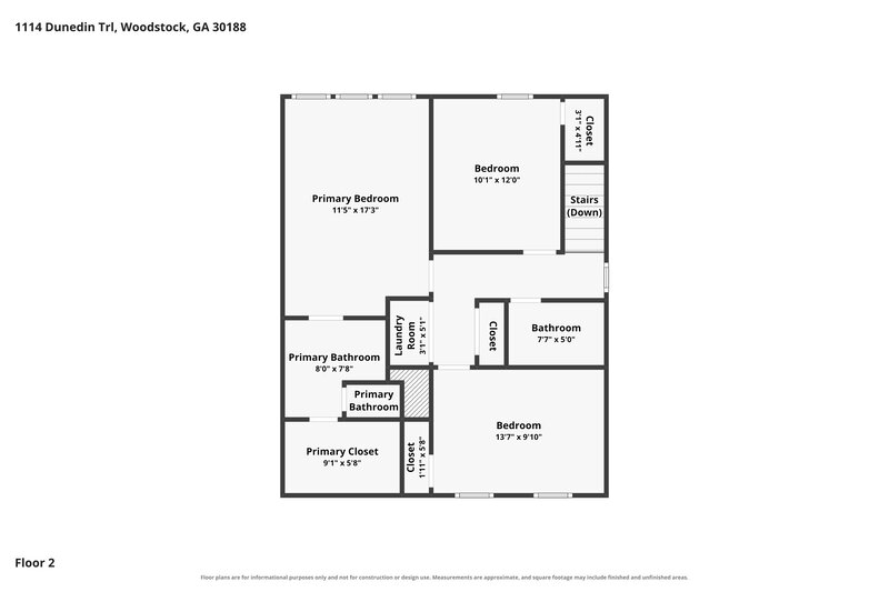 2,210/Mo, 1114 Dunedin Trl Woodstock, GA 30188 Floor Plan View 2