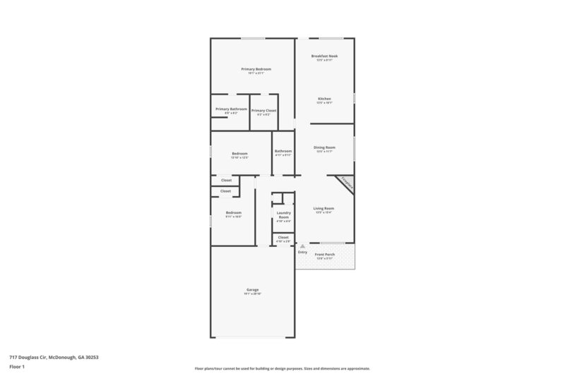 1,820/Mo, 717 Douglass Cir McDonough, GA 30253 Floorplan View