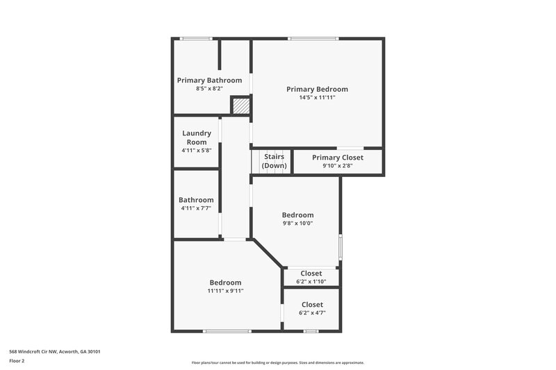 1,805/Mo, 568 Windcroft Cir NW Acworth, GA 30101 Floor Plan View 2