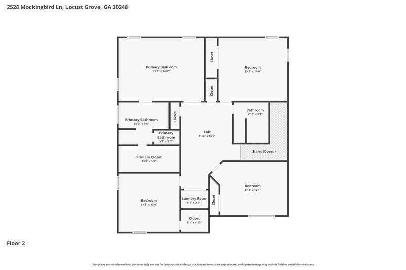 2,440/Mo, 2528 Mockingbird Ln Locust Grove, GA 30248 Floor Plan View 2
