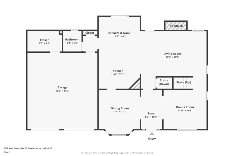 2,345/Mo, 3862 Saint George Ter SW Powder Springs, GA 30127 Floor Plan View 2