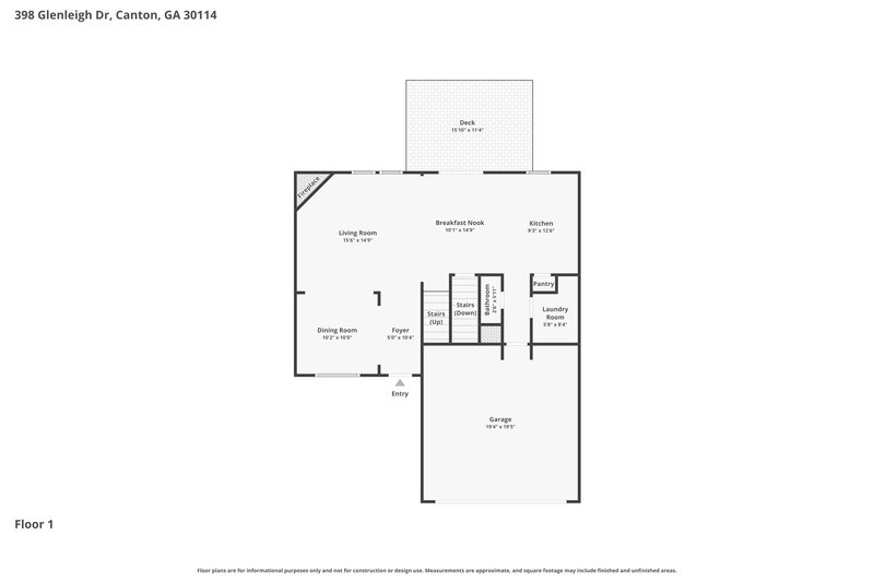 2,240/Mo, 398 Glenleigh Dr Canton, GA 30114 Floor Plan View 2