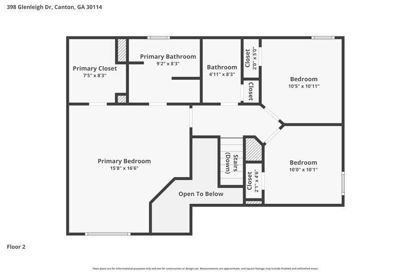2,240/Mo, 398 Glenleigh Dr Canton, GA 30114 Floor Plan View 3
