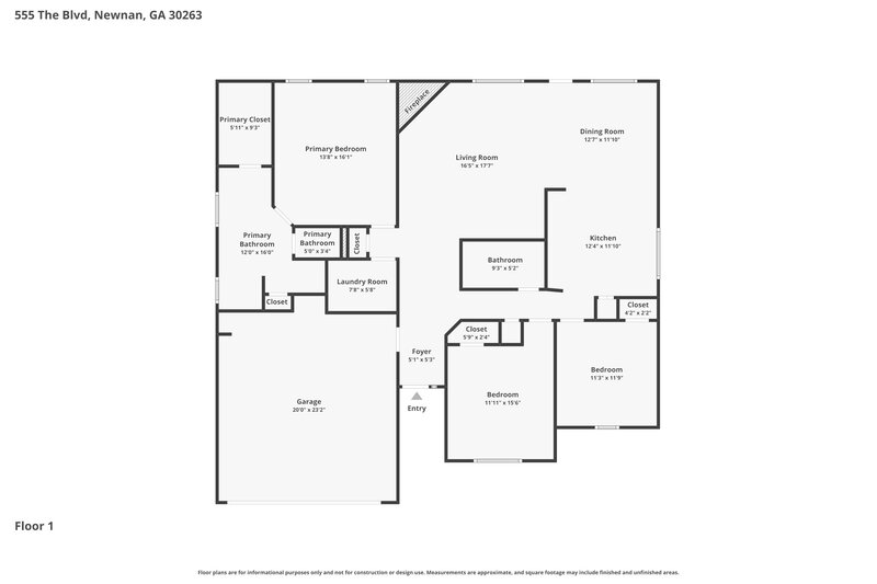 2,095/Mo, 555 The Boulevard Newnan, GA 30263 Floor Plan View