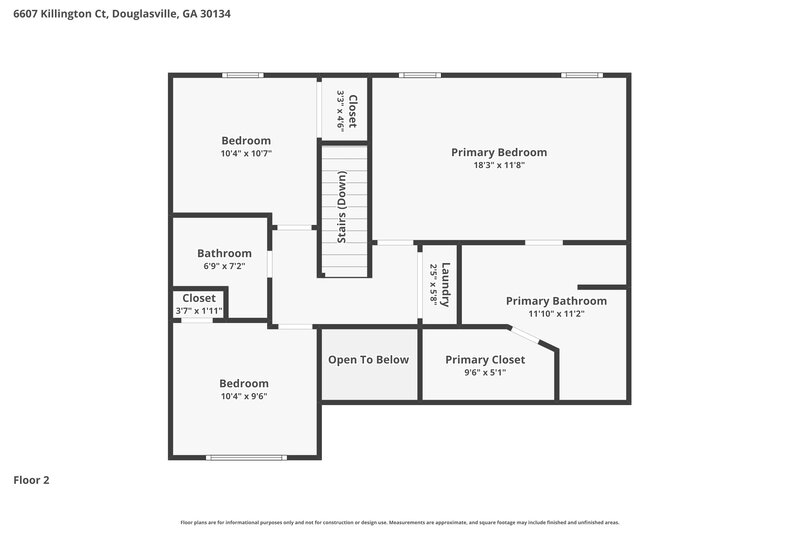 1,970/Mo, 6607 Killington Ct Douglasville, GA 30134 Floor Plan View 2
